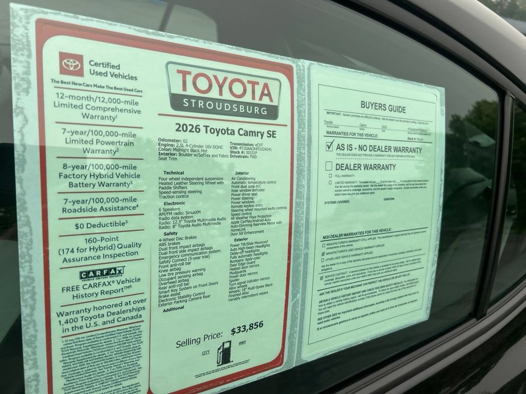 Certified 2026 Toyota Camry SE w/ Convenience Package FWD image 30