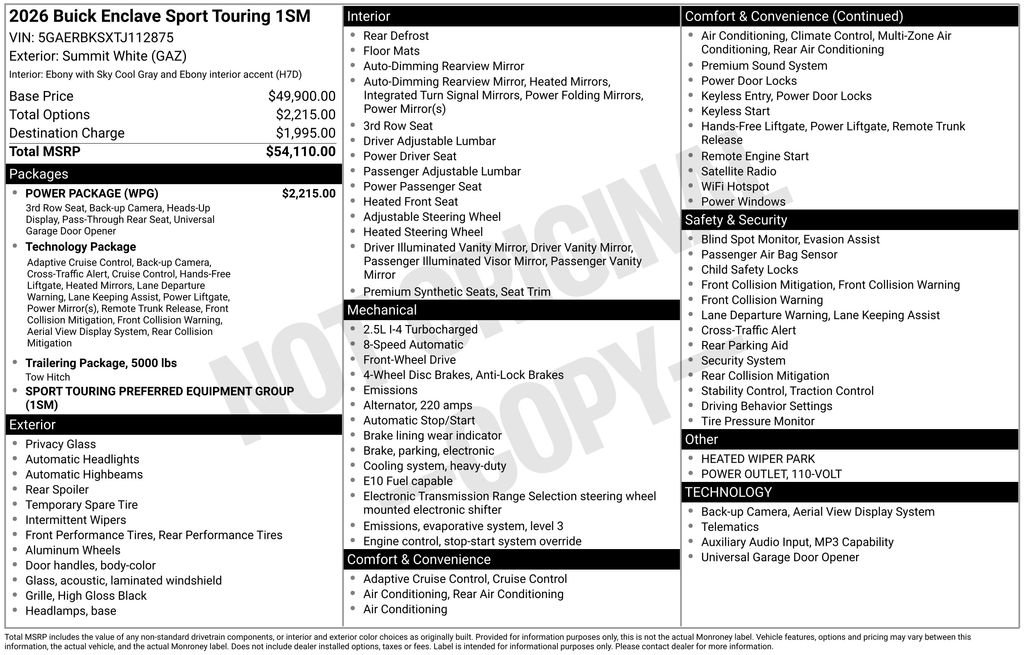 New 2026 Buick Enclave Sport Touring w/ Power Package FWD image 32