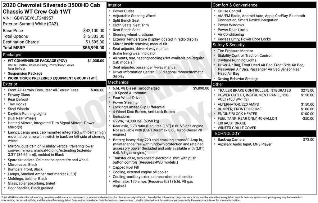 Used 2020 Chevrolet Silverado 3500 W/T w/ WT Convenience Package image 5