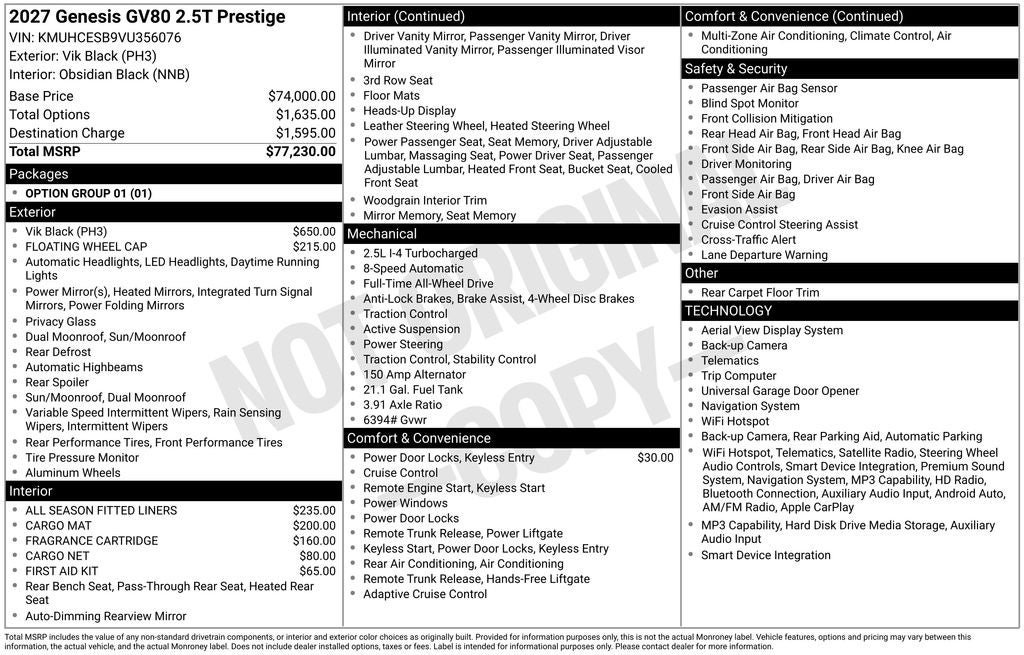 New 2027 Genesis GV80 2.5T Prestige AWD/4WD image 19