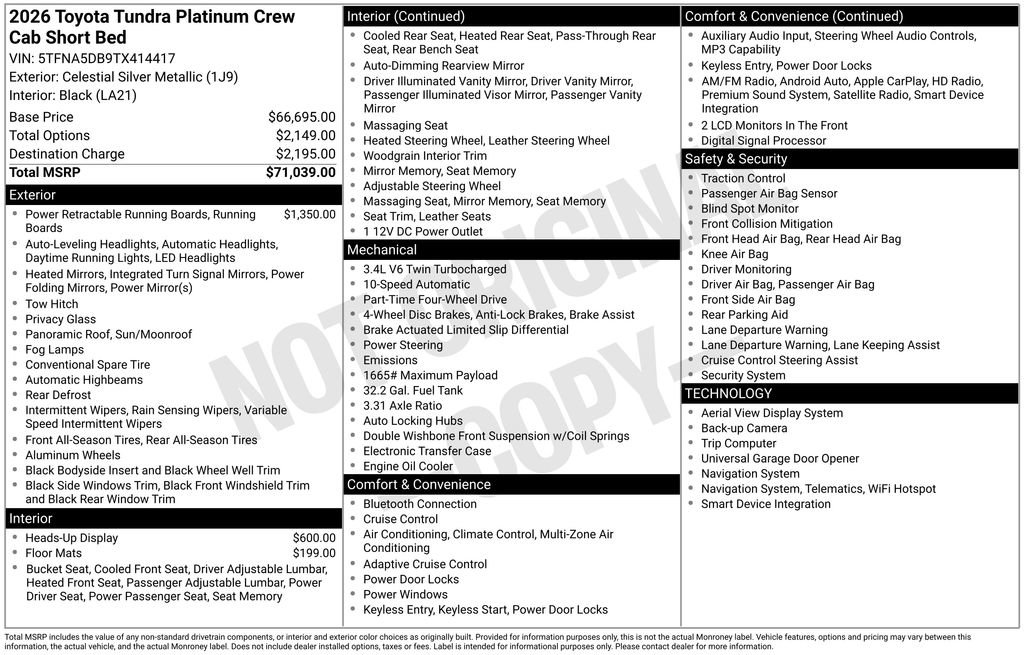 New 2026 Toyota Tundra Platinum AWD/4WD image 4