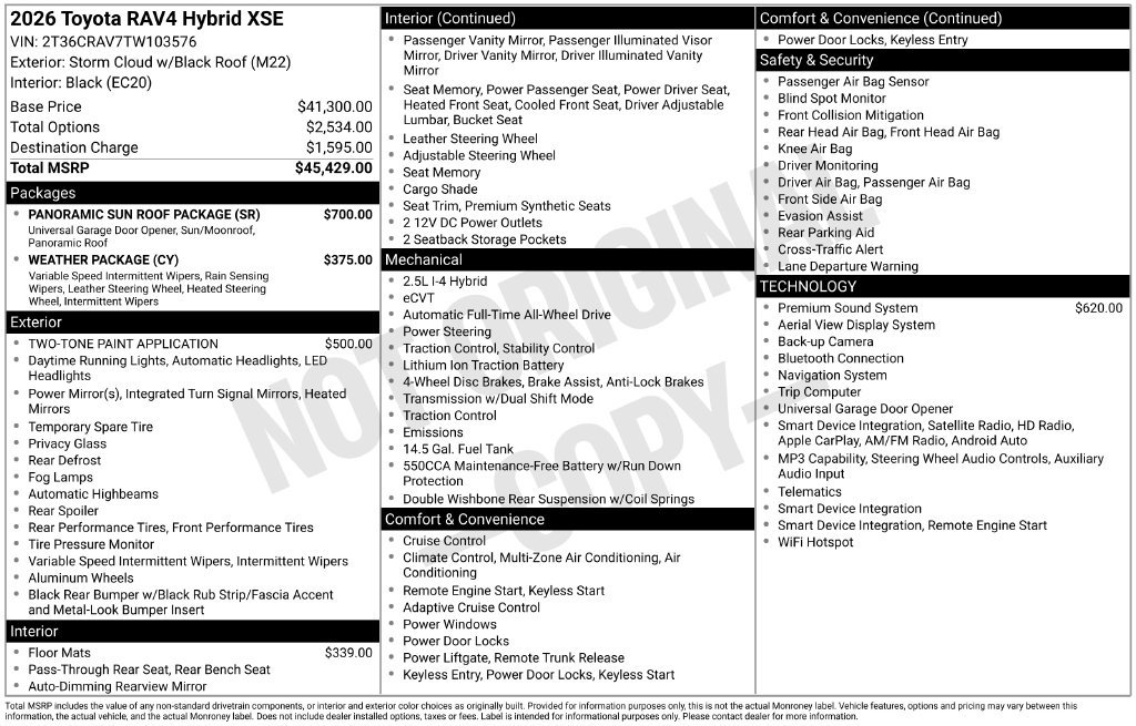Used 2026 Toyota RAV4 XSE w/ Panoramic Sun Roof Package AWD/4WD image 14