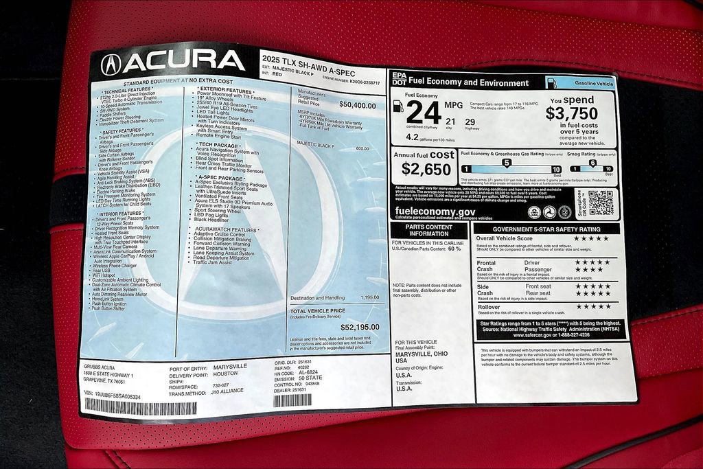New 2025 Acura TLX SH-AWD w/ A-SPEC Pkg image 24