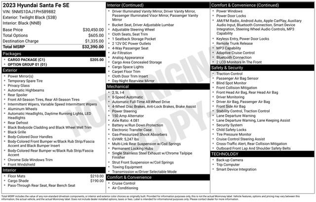 Certified 2023 Hyundai Santa Fe SE w/ Cargo Package image 10