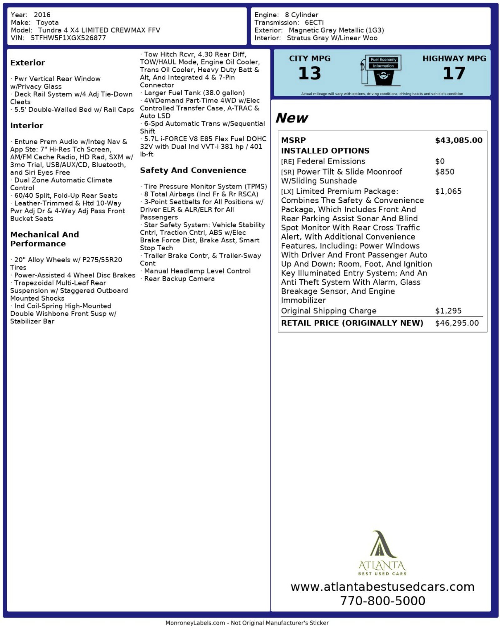 Used 2016 Toyota Tundra Limited w/ Limited Premium Package image 48