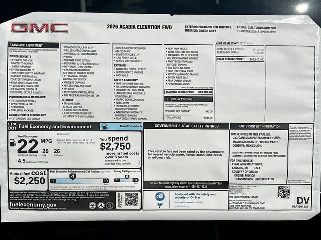 New 2026 GMC Acadia Elevation image 21
