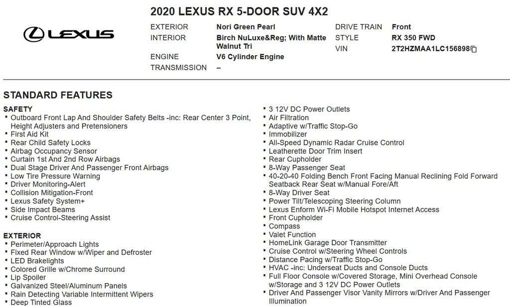 Used 2020 Lexus RX 350 FWD w/ Premium Package image 18