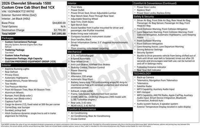 Used 2026 Chevrolet Silverado 1500 Custom RWD image 33