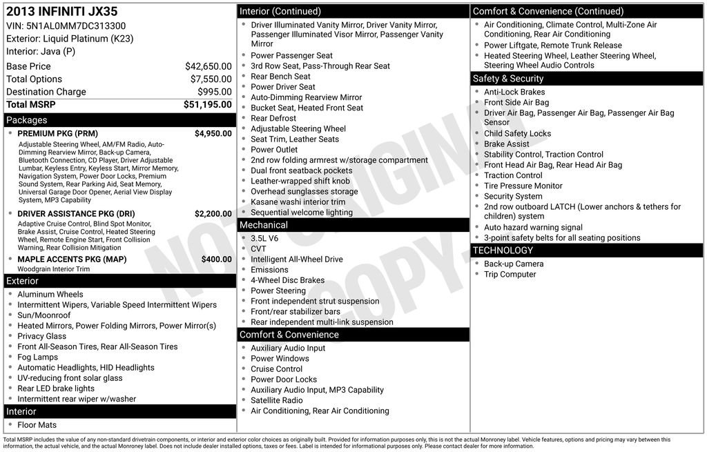 Used 2013 INFINITI JX35 AWD w/ Premium Pkg image 13