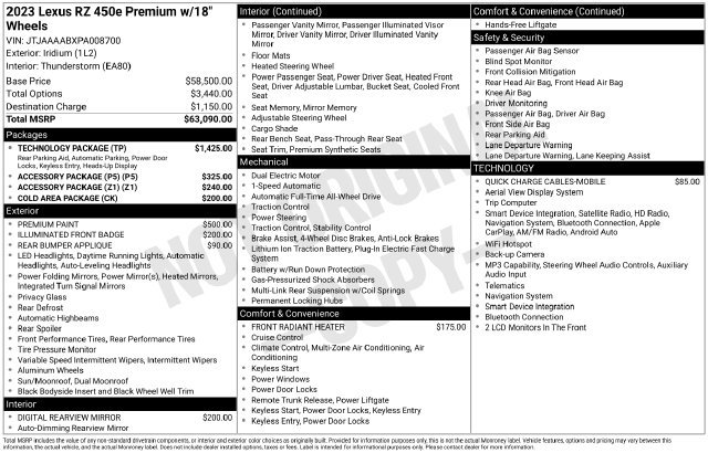 Certified 2023 Lexus RZ 450e Premium w/ Technology Package AWD/4WD image 42