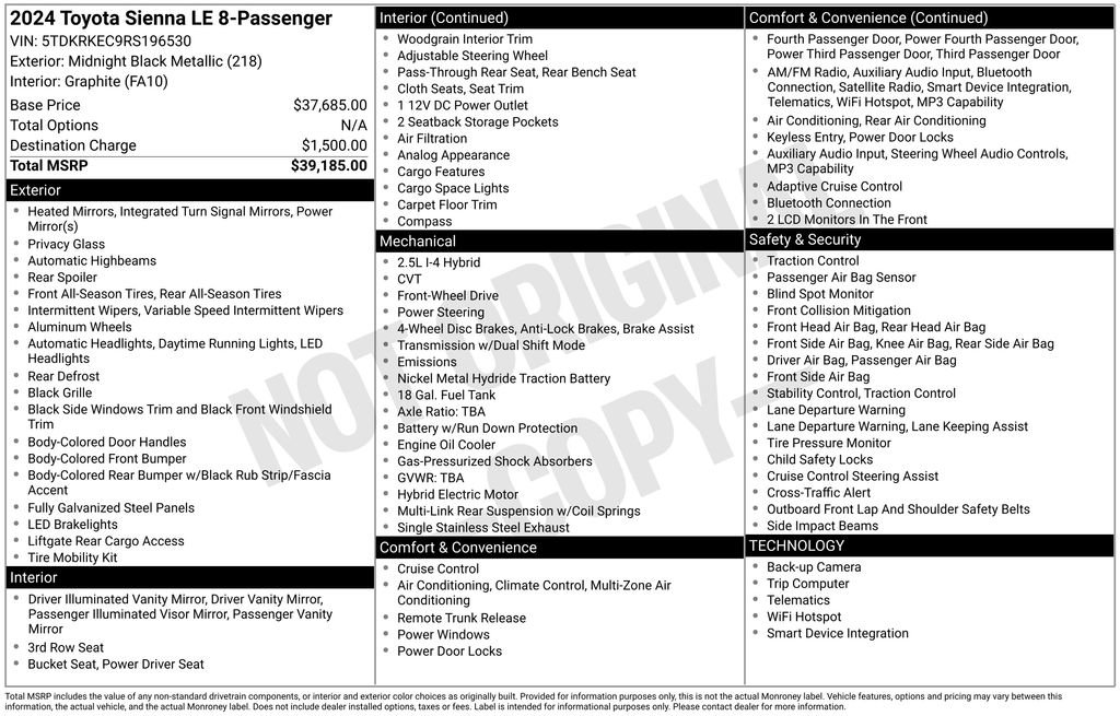 Used 2024 Toyota Sienna LE FWD image 28
