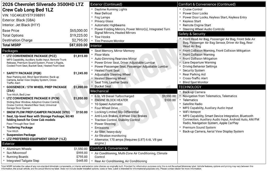 New 2026 Chevrolet Silverado 3500 LTZ w/ LTZ Convenience Package AWD/4WD image 23