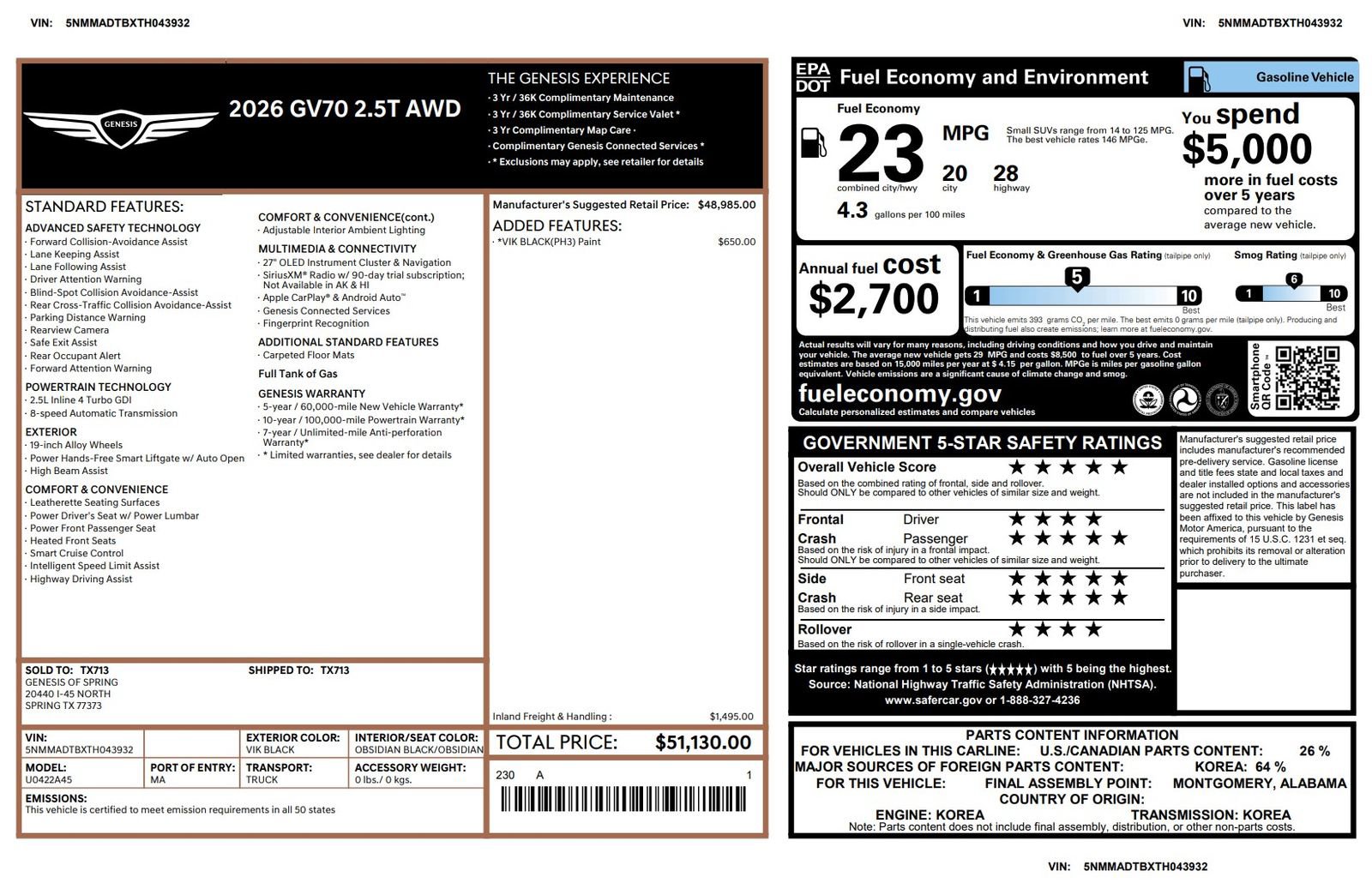 Certified 2026 Genesis GV70 2.5T image 3