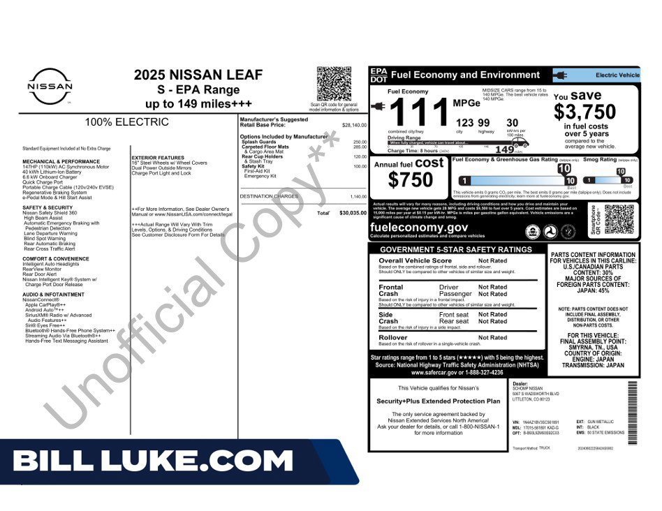 Used 2025 Nissan Leaf S
