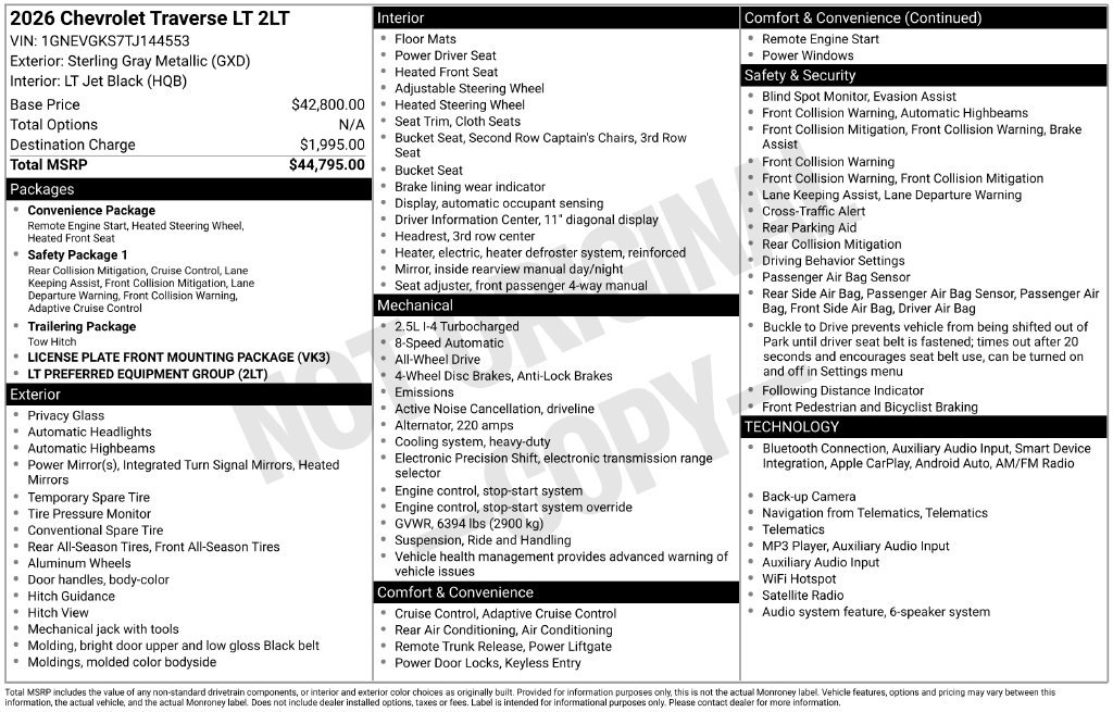Certified 2026 Chevrolet Traverse LT AWD/4WD image 34