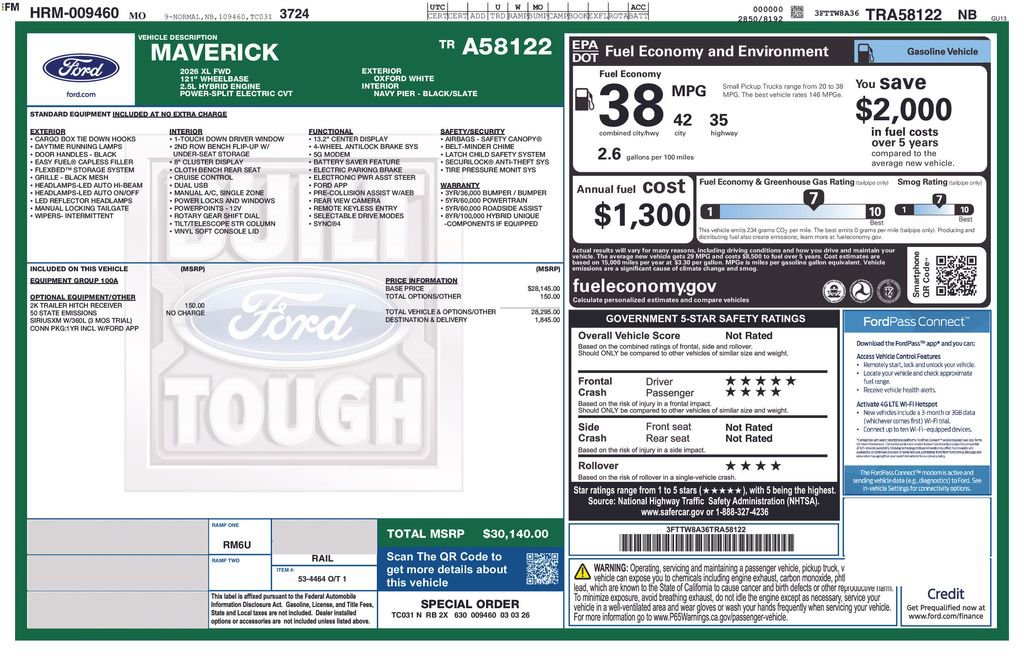 New 2026 Ford Maverick XL FWD image 25
