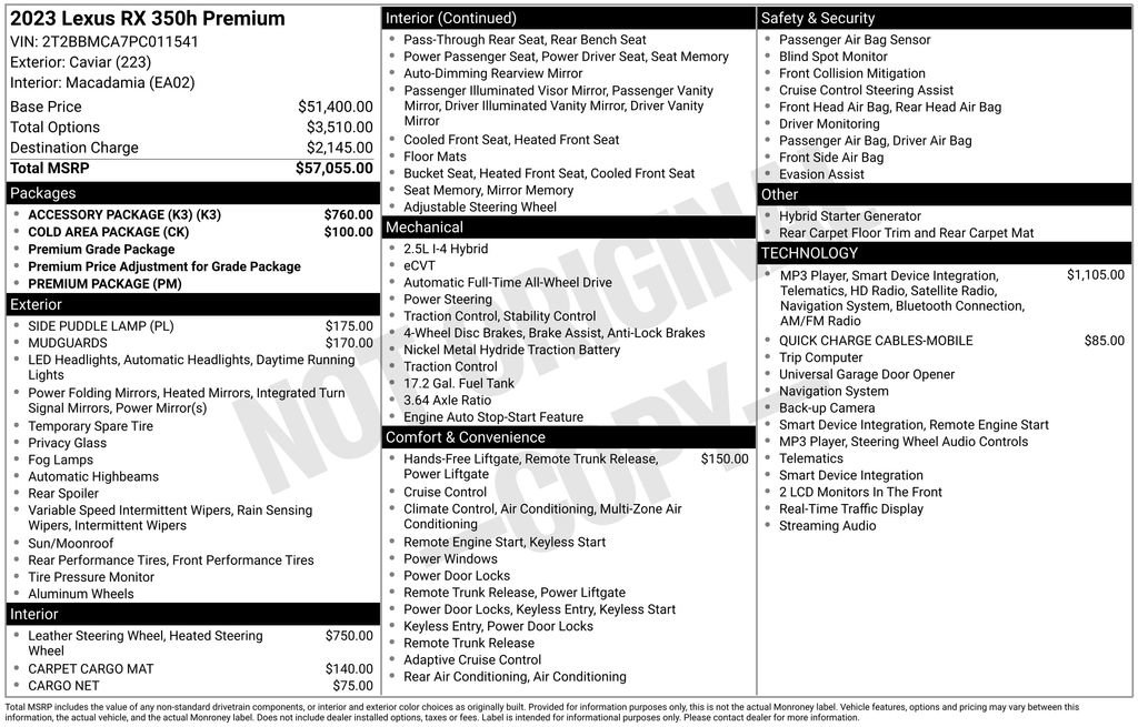 Used 2023 Lexus RX 350h w/ Accessory Package (K3) AWD/4WD image 27