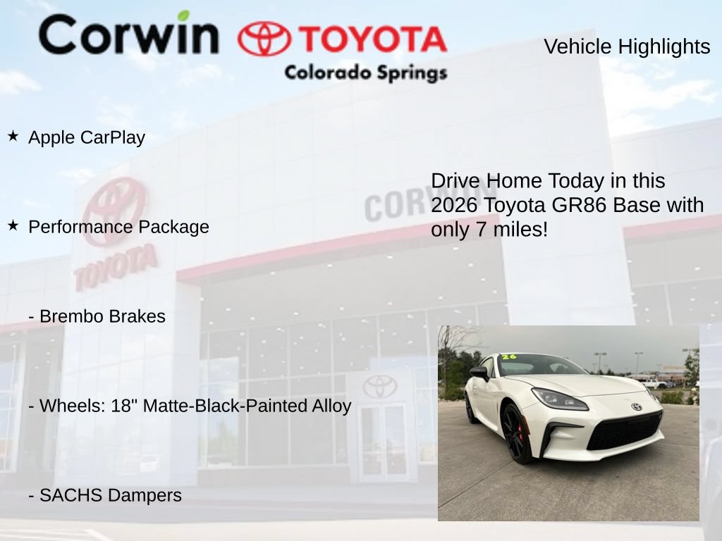 Used 2026 Toyota GR86 w/ Performance Package RWD image 7