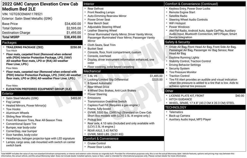 Used 2022 GMC Canyon Elevation w/ Trailering Package image 46