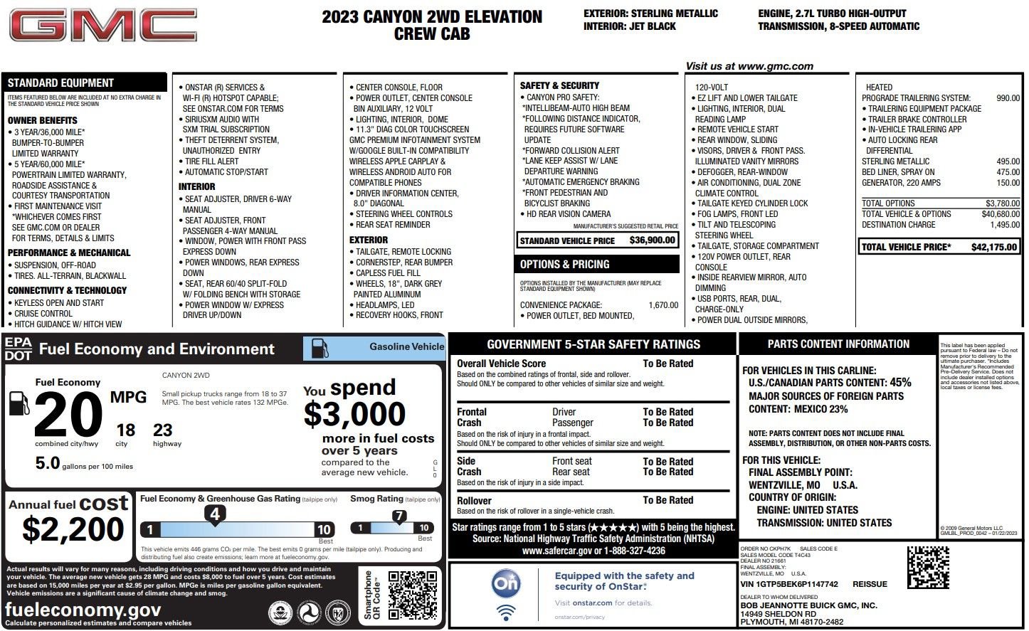 Used 2023 GMC Canyon Elevation w/ Convenience Package image 40