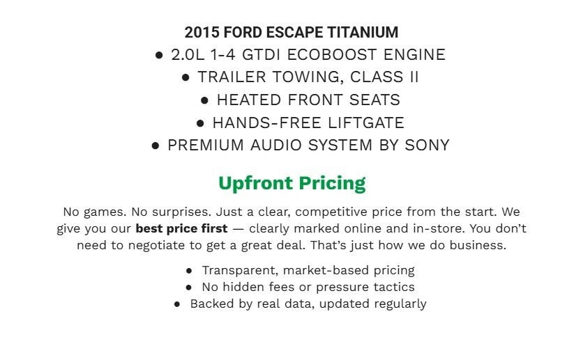 Used 2015 Ford Escape Titanium AWD/4WD image 2