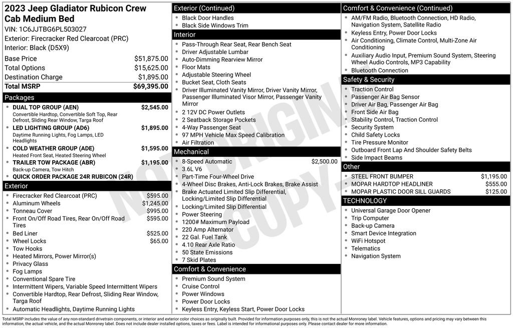 Used 2023 Jeep Gladiator Rubicon w/ Dual Top Group AWD/4WD image 5