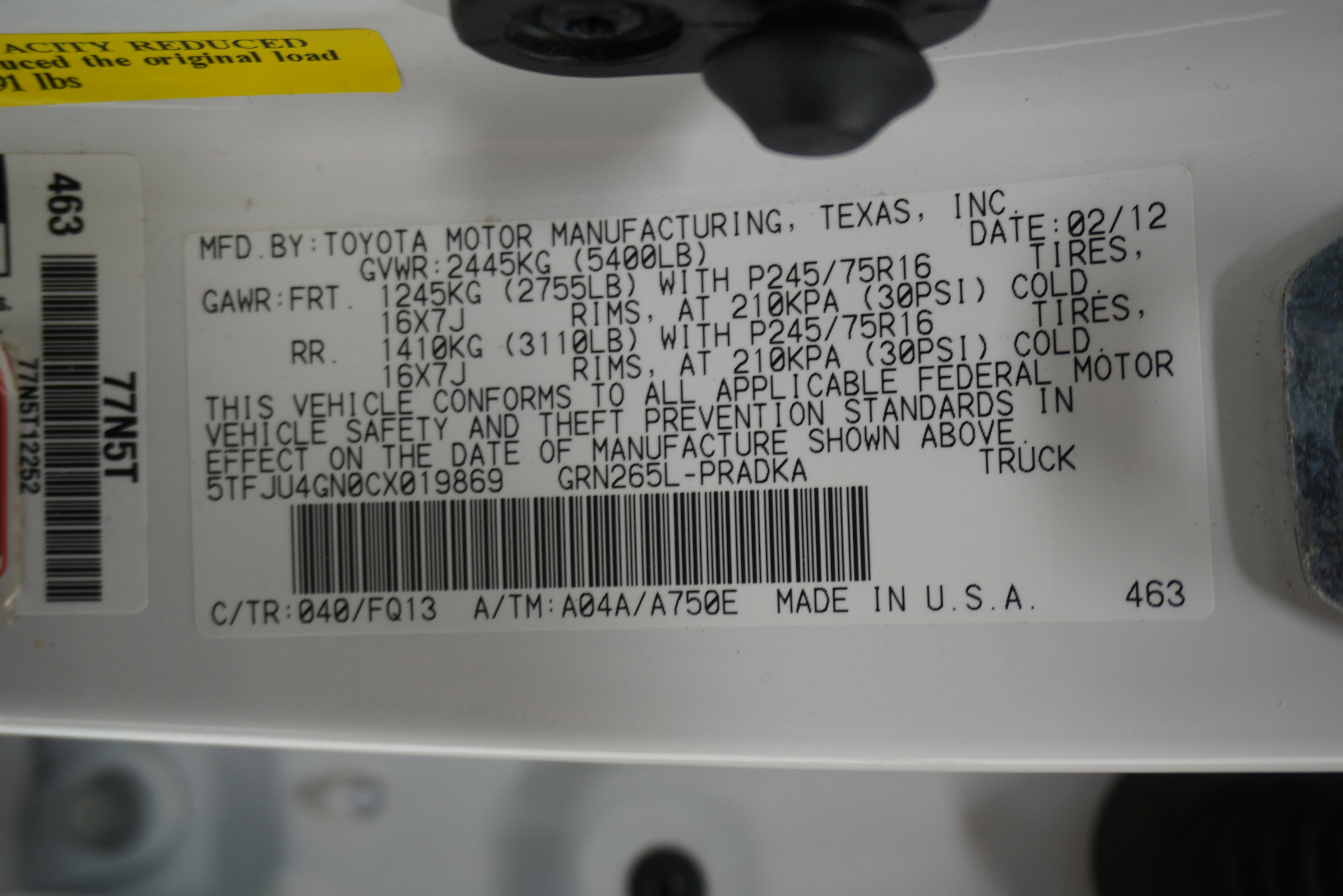 Used 2012 Toyota Tacoma PreRunner w/ SR5 Pkg RWD image 28