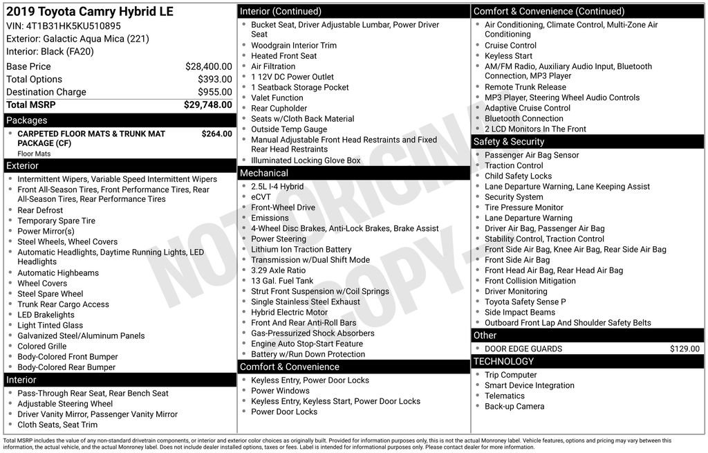 Used 2019 Toyota Camry LE image 26