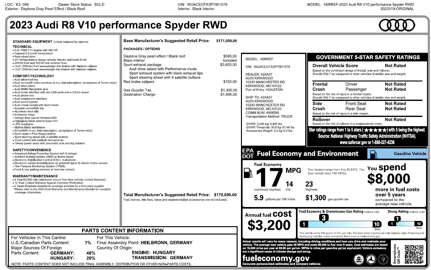 Used 2023 Audi R8 V10 performance image 31