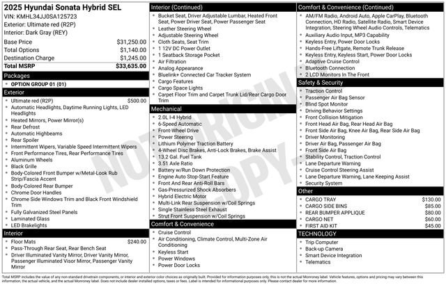 New 2025 Hyundai Sonata SEL FWD image 24