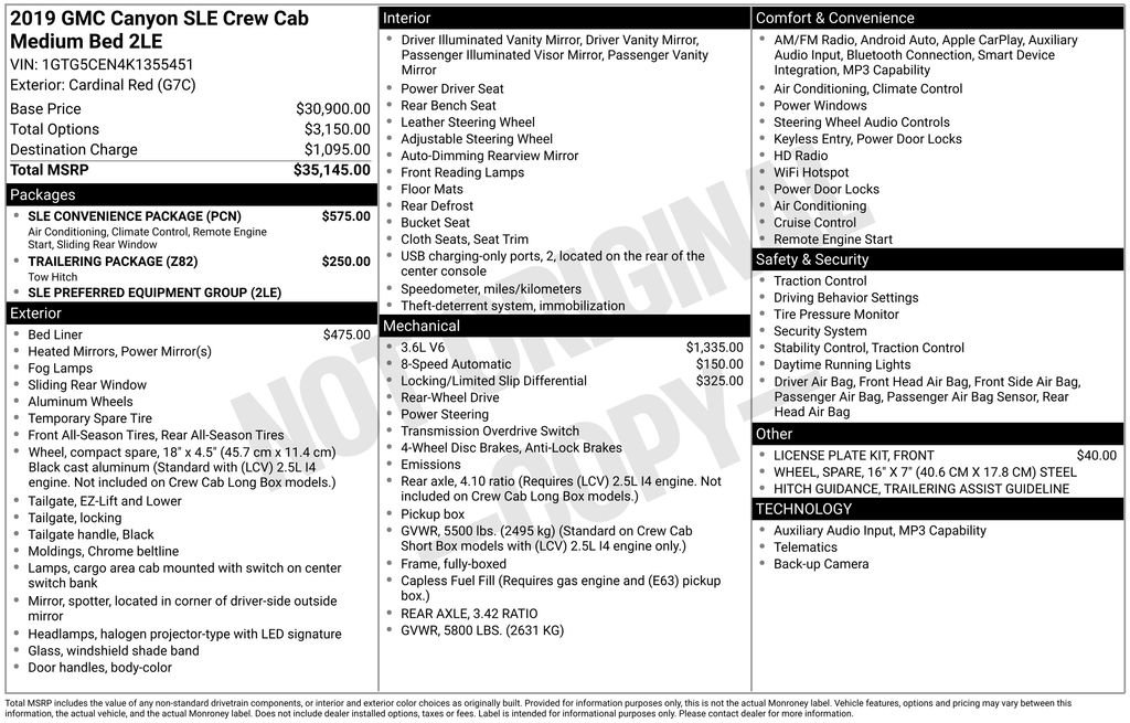 Used 2019 GMC Canyon SLE w/ SLE Convenience Package RWD image 4