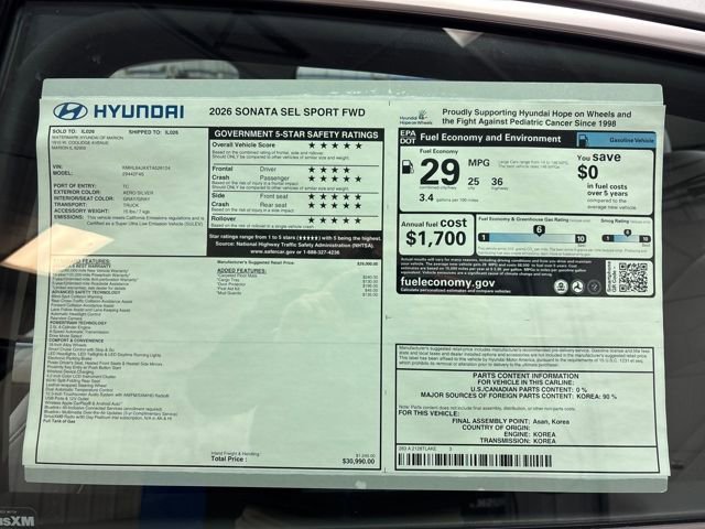 New 2026 Hyundai Sonata SEL image 28