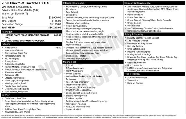 Used 2020 Chevrolet Traverse LS image 10