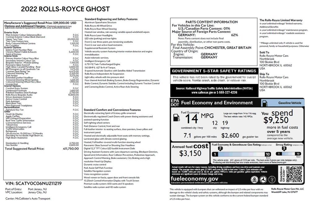 Used 2022 Rolls-Royce Ghost AWD/4WD image 2