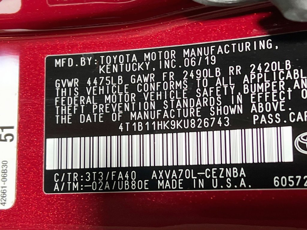 Certified 2019 Toyota Camry LE FWD image 28