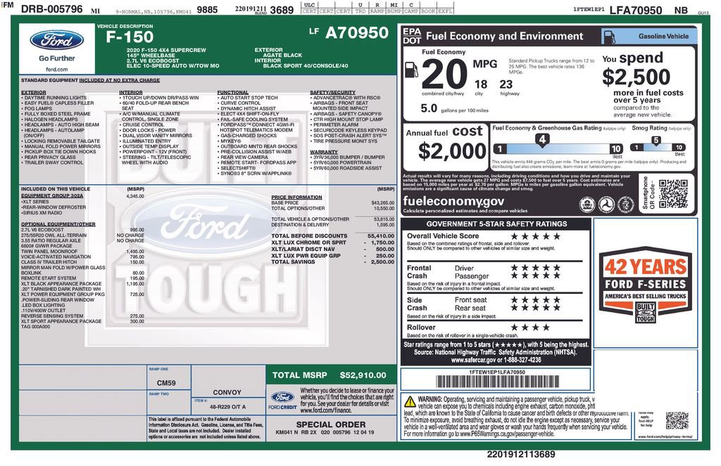 Used 2020 Ford F150 XLT w/ Equipment Group 302A Luxury AWD/4WD image 11