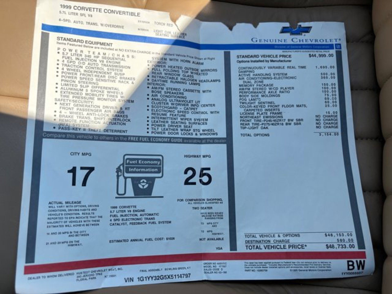 Used 1999 Chevrolet Corvette Convertible w/ Memory Pkg image 21