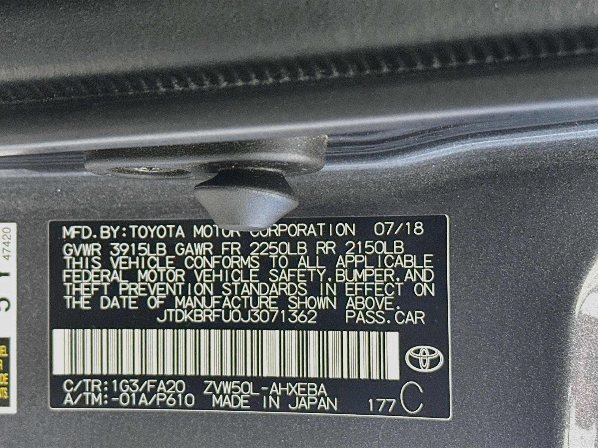 Used 2018 Toyota Prius Two w/ Prius Two Safety Plus Package FWD image 12