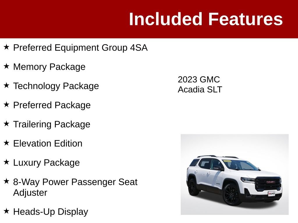 Used 2023 GMC Acadia SLT w/ Elevation Edition AWD/4WD image 3