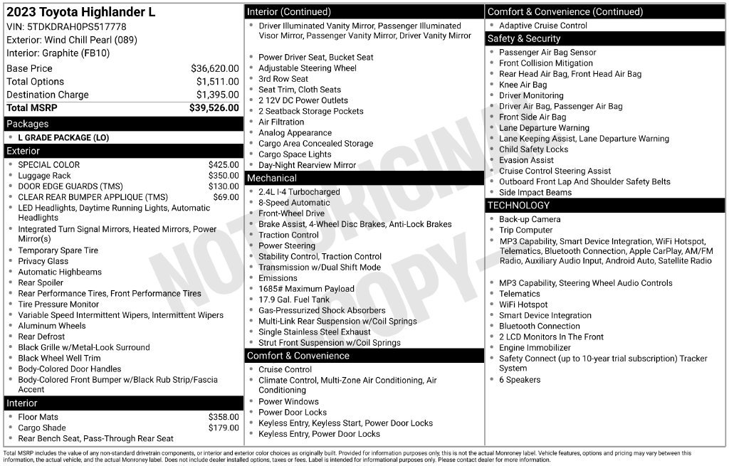 Used 2023 Toyota Highlander L FWD image 35