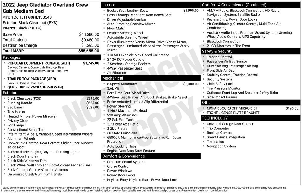 Certified 2022 Jeep Gladiator Overland w/ Popular Equipment Package image 43