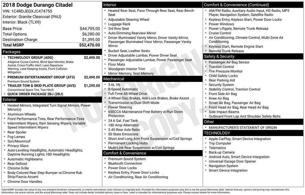 Used 2018 Dodge Durango Citadel w/ Technology Group image 47