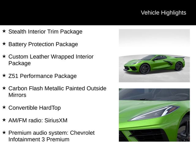 New 2026 Chevrolet Corvette Stingray Premium Conv w/ Z51 Performance Package RWD image 17