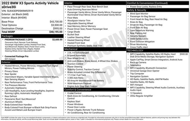 Used 2022 BMW X3 sDrive30i w/ Premium Package 2 image 27