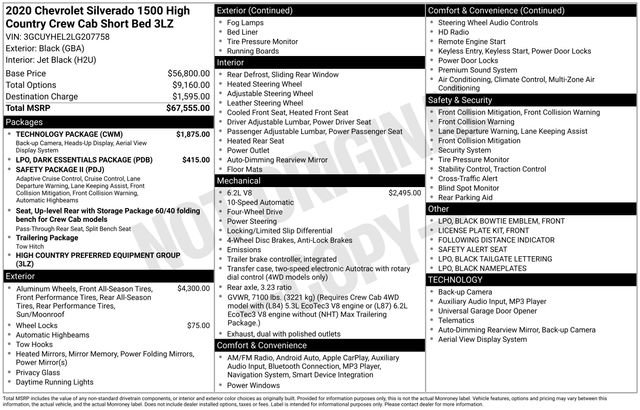 Used 2020 Chevrolet Silverado 1500 High Country w/ Technology Package image 6