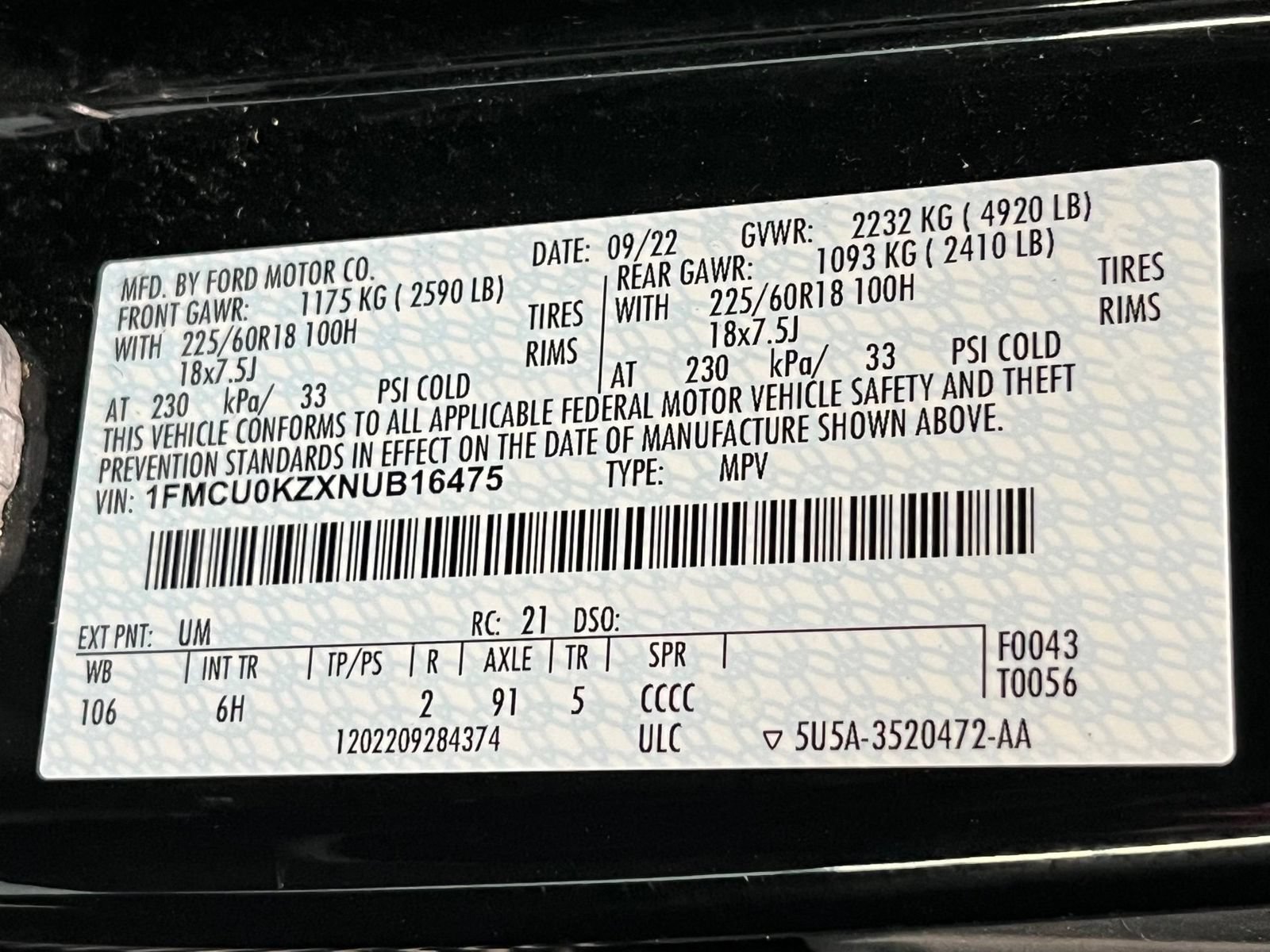 Used 2022 Ford Escape SEL w/ Technology Package FWD image 18