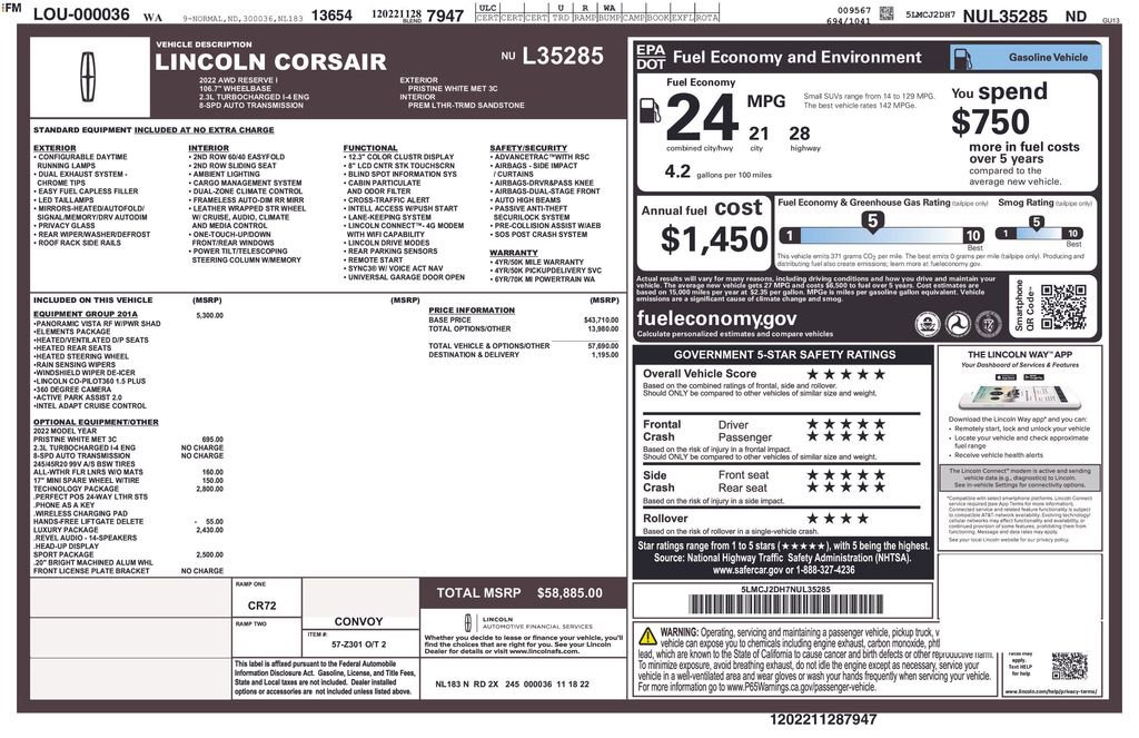 Certified 2022 Lincoln Corsair Reserve w/ Equipment Group 201A image 23