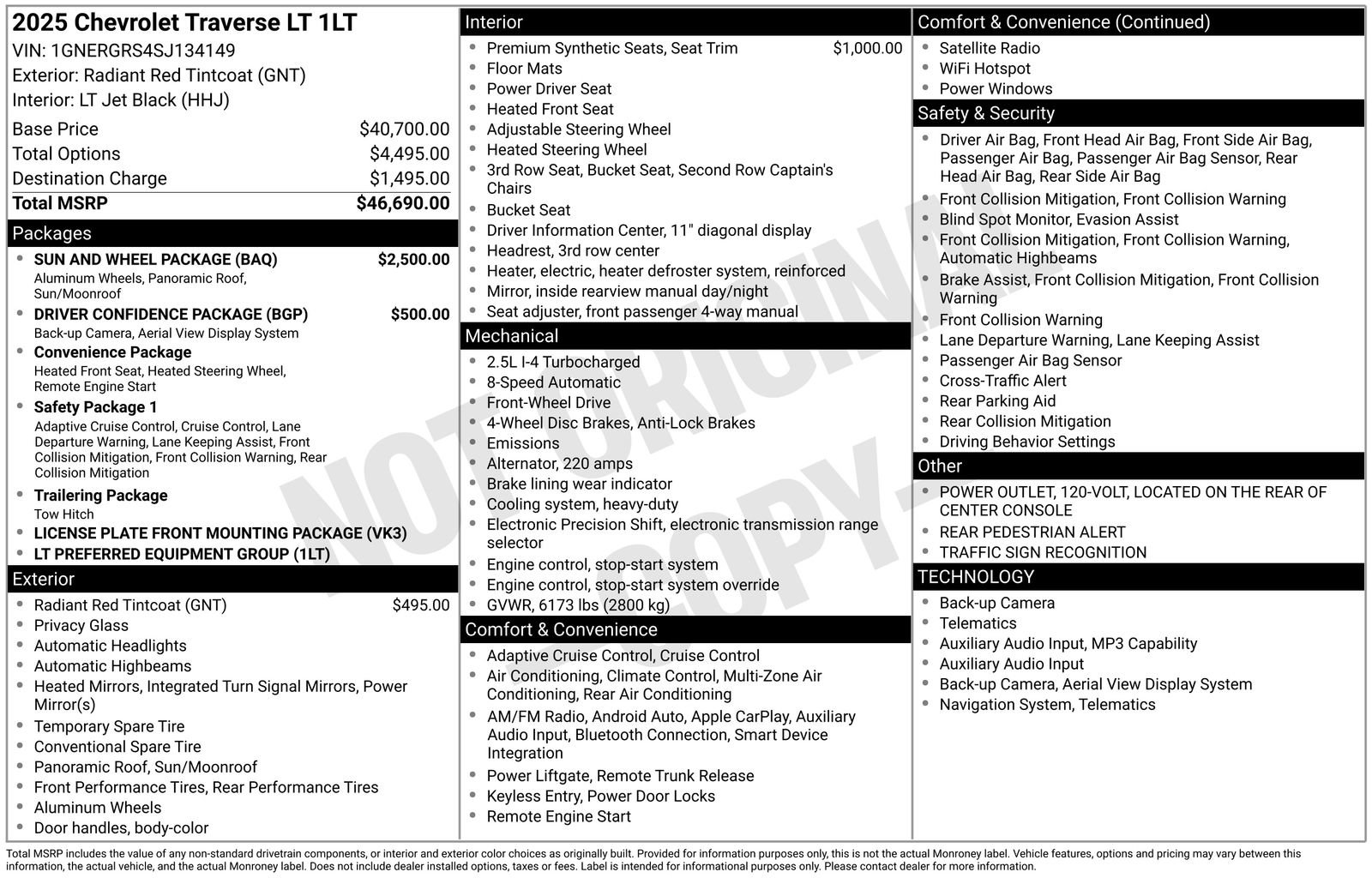 Used 2025 Chevrolet Traverse LT w/ Sun and Wheel Package image 14