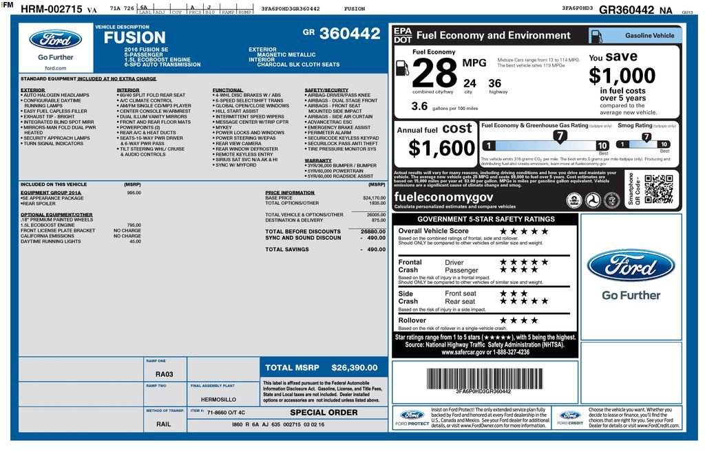 Used 2016 Ford Fusion SE w/ Equipment Group 201A image 16