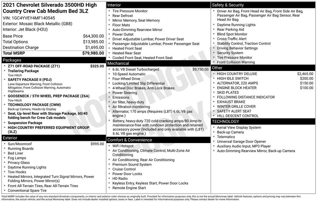 Used 2021 Chevrolet Silverado 3500 High Country w/ Z71 Off-Road Package image 36